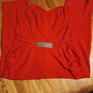 Caren Sport Vibrant Red Strapless Jumpsuit